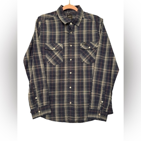 RVCA Neps Plaid Long Sleeve Shirt size S - Picture 4 of 10